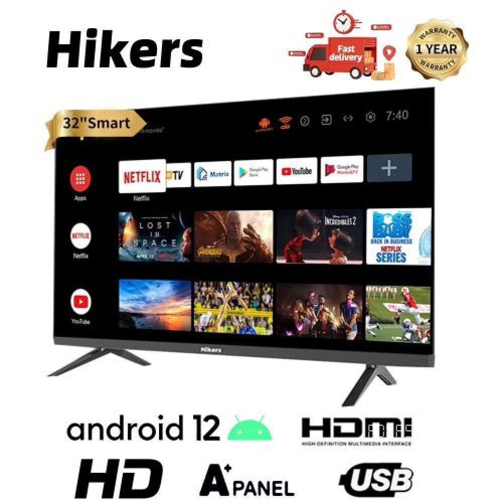 HIKERS 32' INCHES FRAMELESS HD LED TV-BLACK